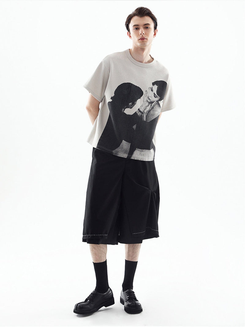 Wide-cut Contrast Shorts