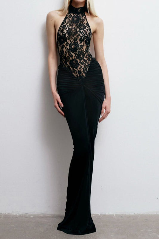 Janice Halterneck Lace Maxi Dress
