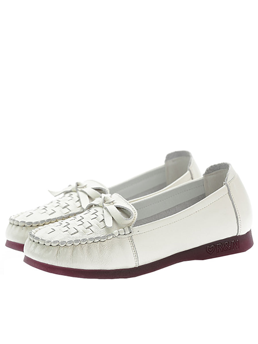 Summer Soft Leather Weave Flat Shoes Fg1019