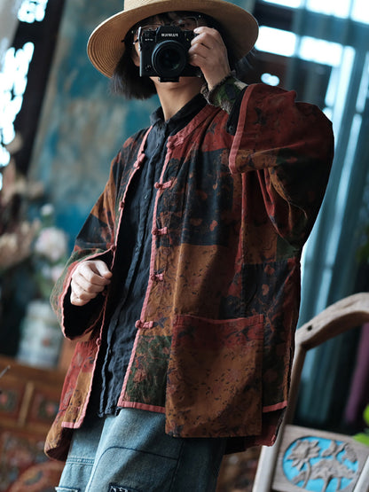 Spring Spliced Button Up Shirt Coat Pa1034