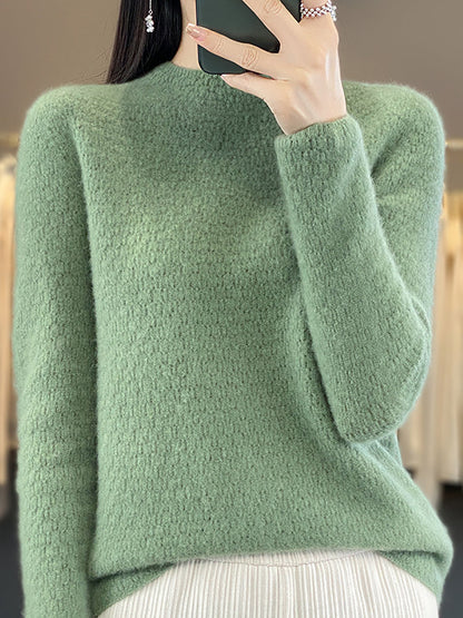 Autumn Knit 100%wool O-neck Sweater Wu010