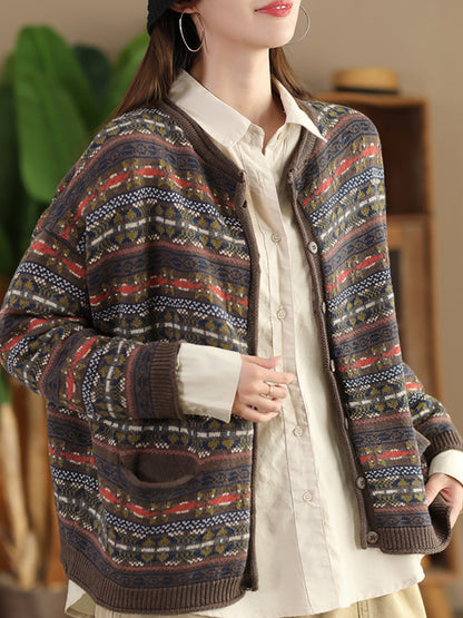 Autumn Cotton Knit Cardigan Sweater At1022