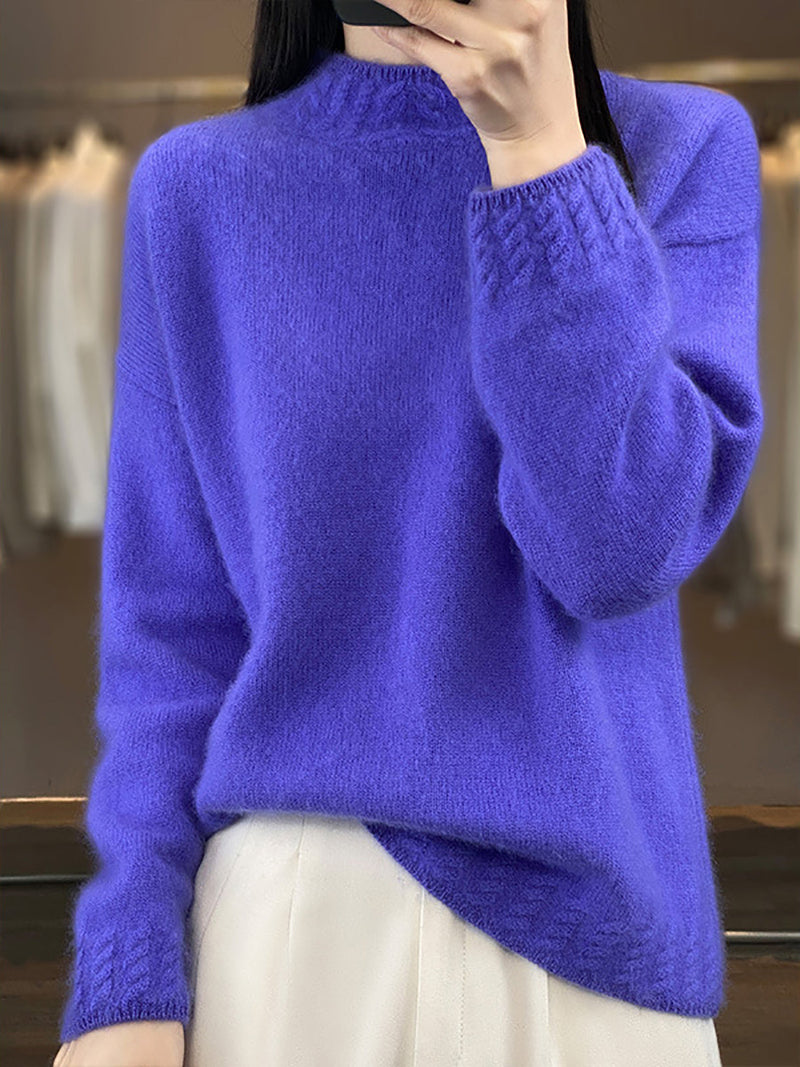 Autumn Half-turtleneck Knit 100%wool Sweater Qu010