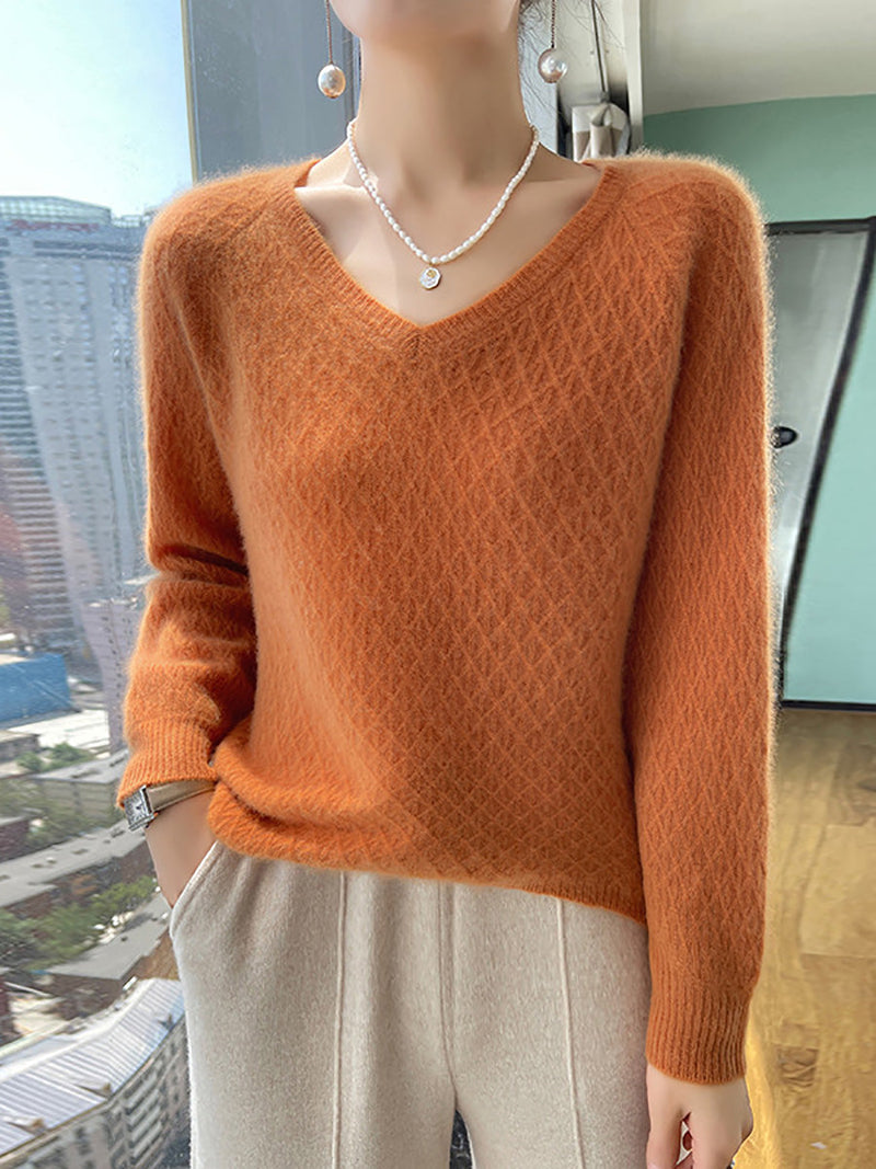 Autumn Cashmere Knit V-neck Sweater Ak1040