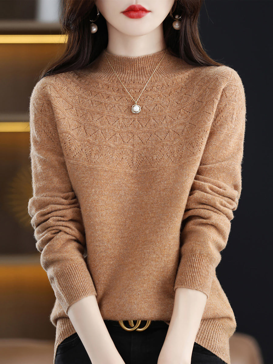Autumn Cable Knit 100%wool Half Turtleneck Sweater Qn017