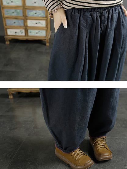 Autumn 100%linen Pure Color Harem Pants At1072