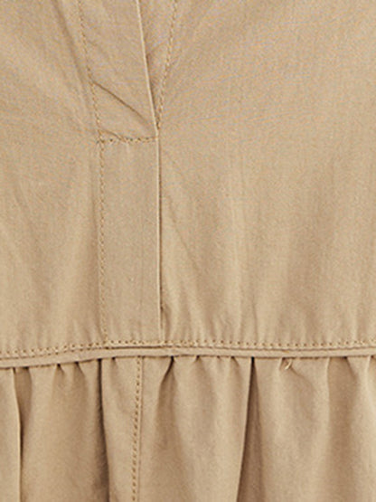 Loose Short Sleeves Color Round-neck Midi Dresses