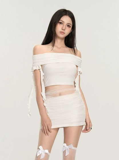Off-shoulder Ruched Blouse