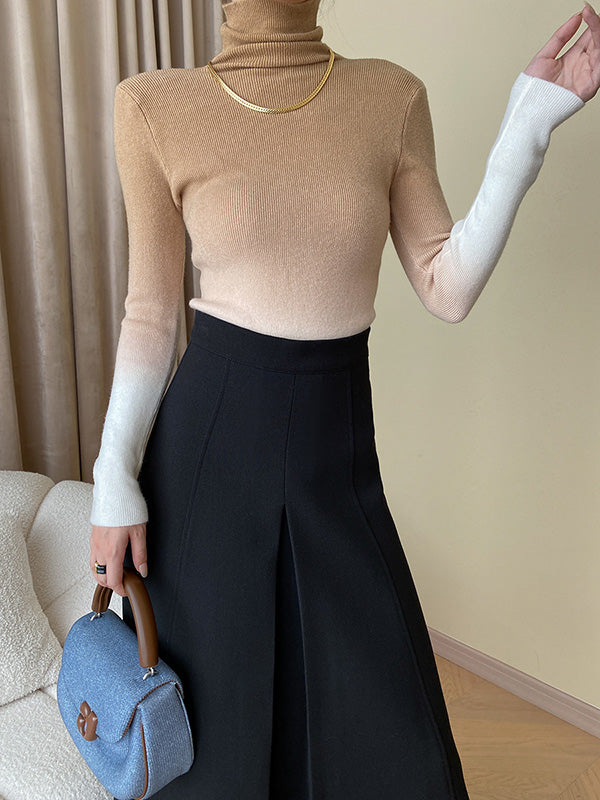 Art Purple High-neck Gradient Long Sleeve Sweater Qx018