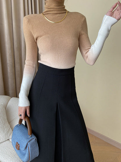Art Purple High-neck Gradient Long Sleeve Sweater Qx018