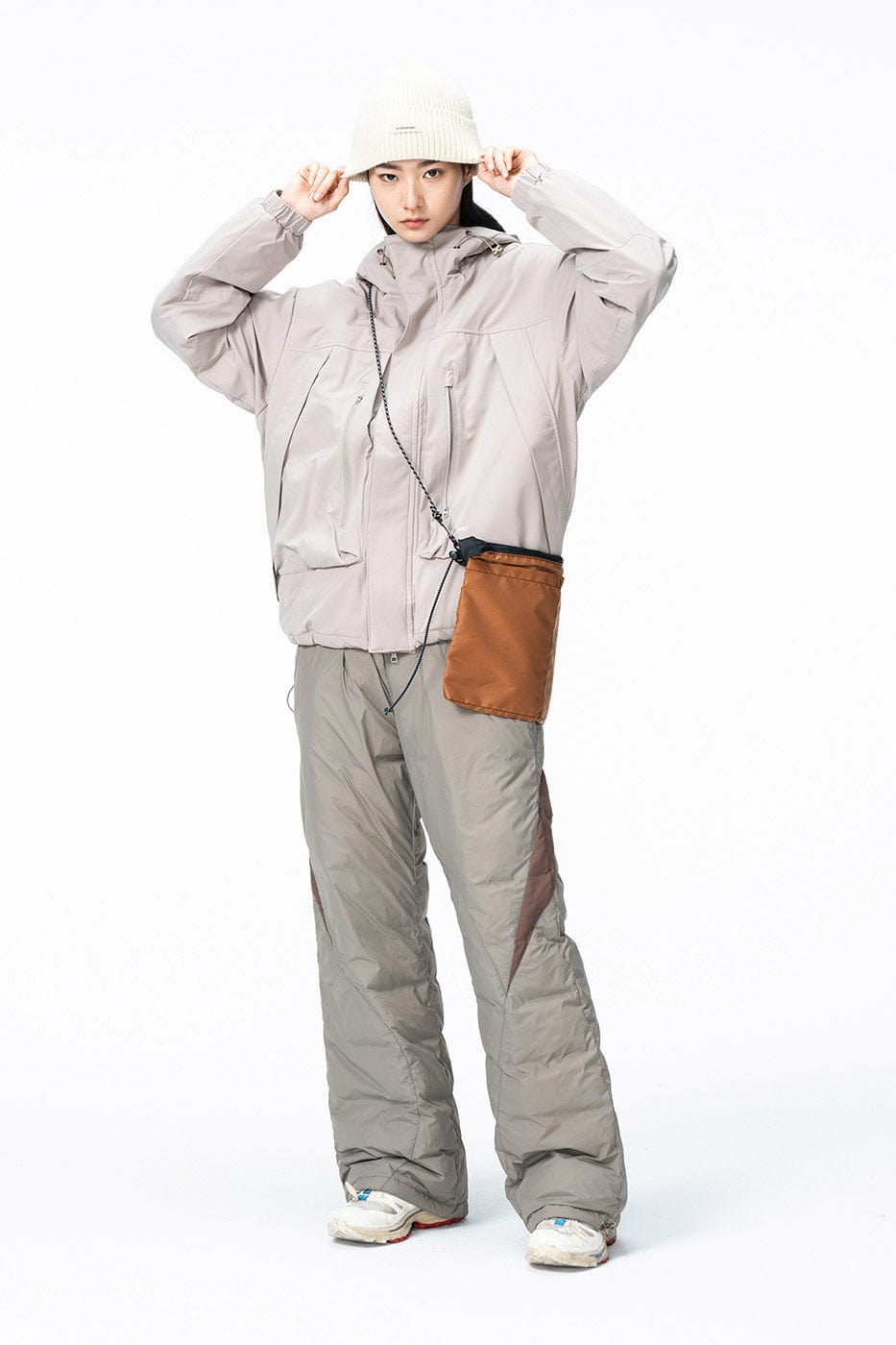 Spliced Splash-proof Padded Track Pants