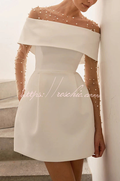 Evening Lapel Bandeau Removable Belt Pocketed Mini Dress