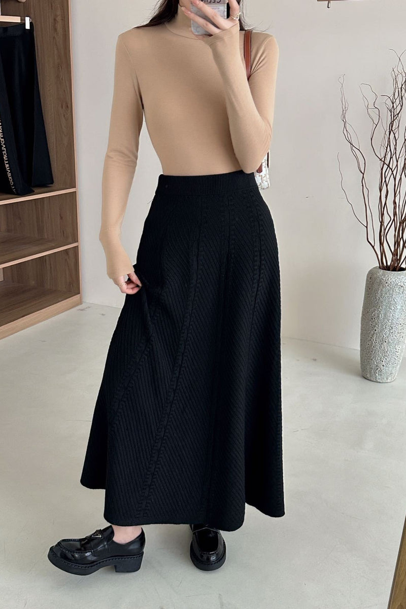 Textured-knit High-waist Maxi Skirt