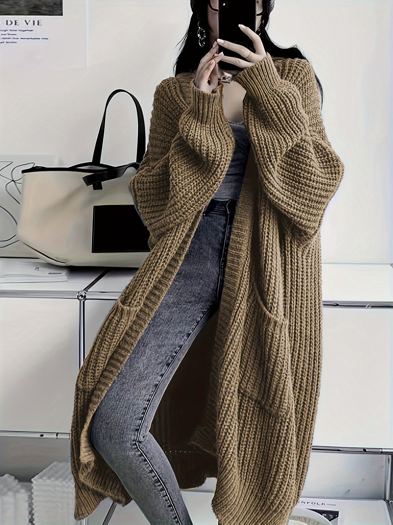 Open Front Loose Knit Cardigan Fj3541