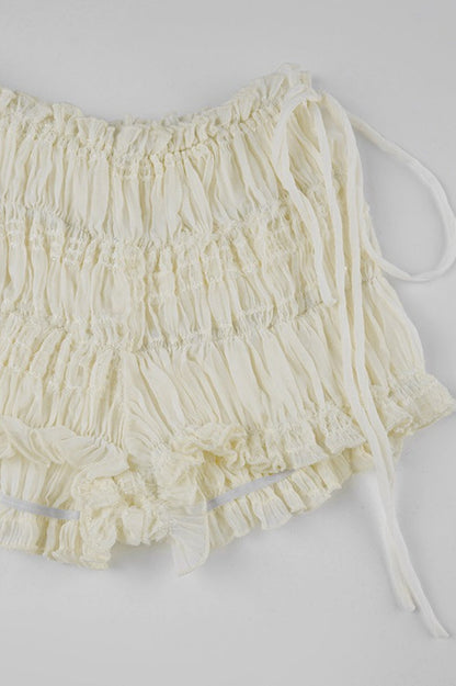 Textured Irregular Tulip Shorts
