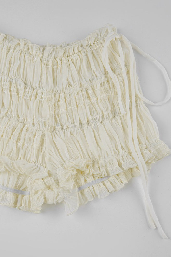 Textured Irregular Tulip Shorts