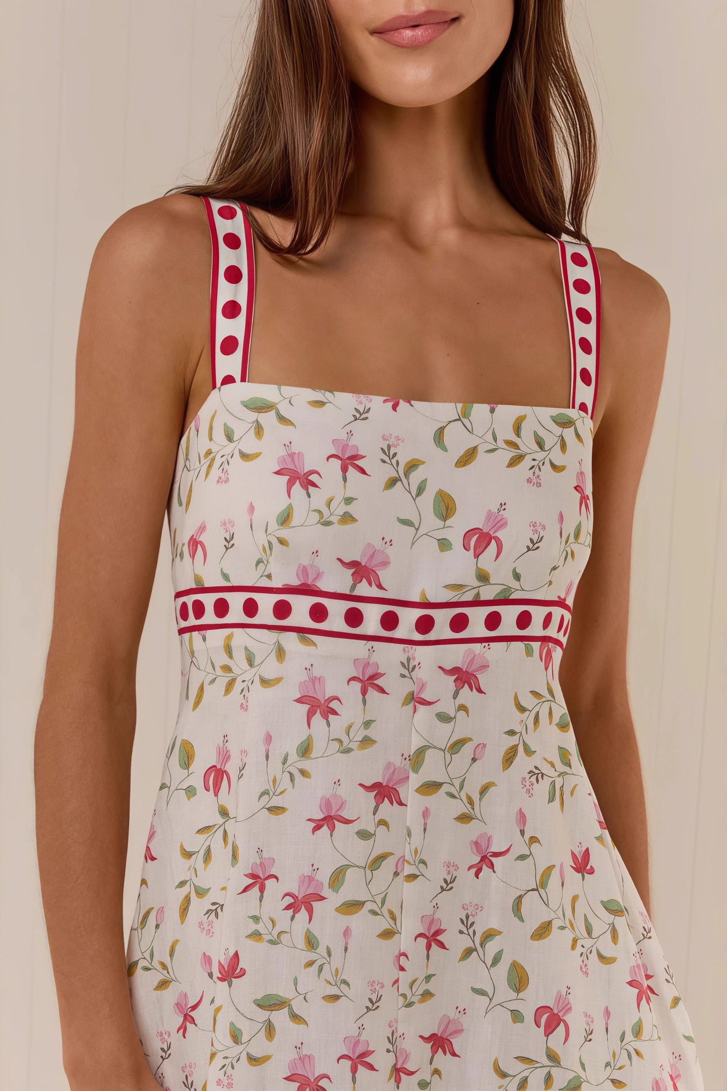 Linen Print Spaghetti Strap Summer Maxi Dress