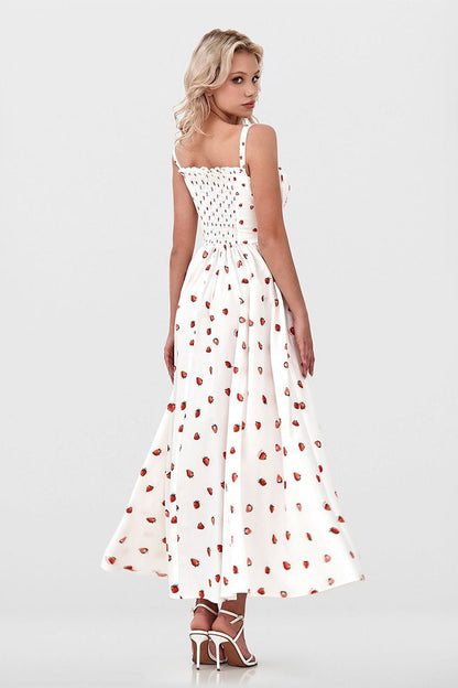 Cami Tie High Waist Slit Midi Dress