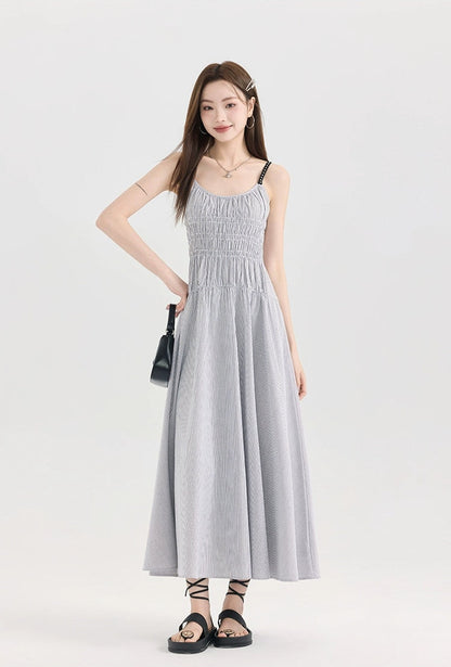 Striped Smocked Midi Dress