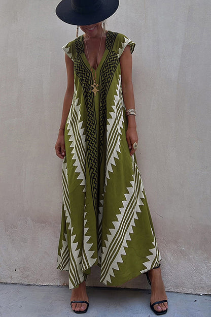 Beach Dates Print A-line Maxi Dress