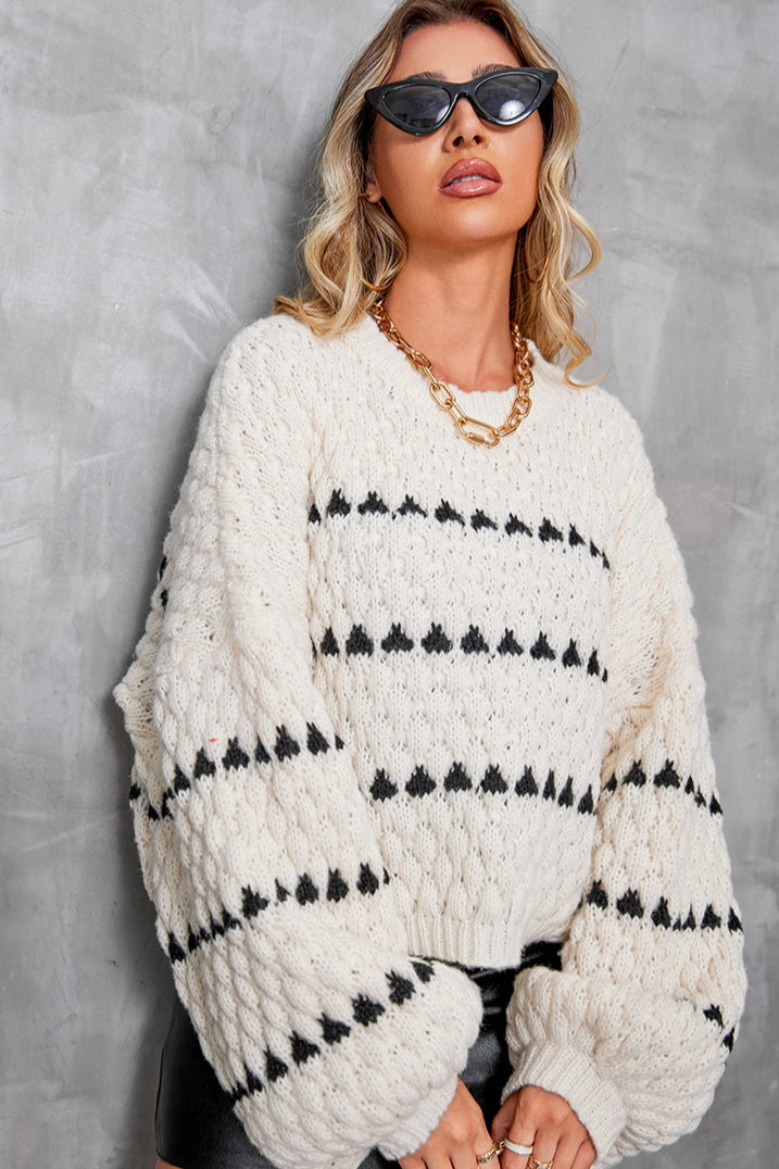 Striped Round Neck Knit Sweater