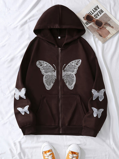 Y2k Long Sleeve Crew Neck Zip Up Hoodies Sweatshirts Od8741