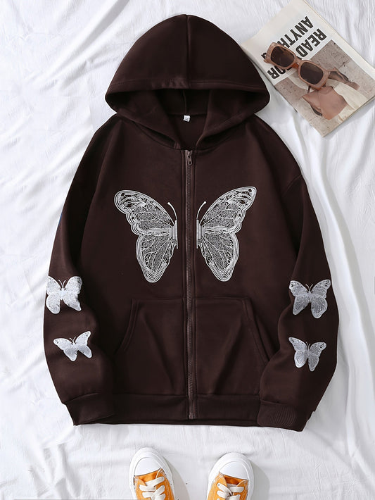Y2k Long Sleeve Crew Neck Zip Up Hoodies Sweatshirts Od8741