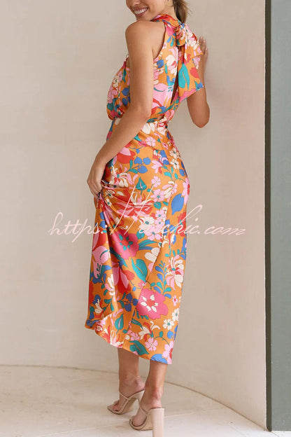 Fascinating Day Halter Neck Elastic Waist Maxi Dress