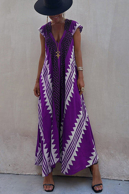 Beach Dates Print A-line Maxi Dress