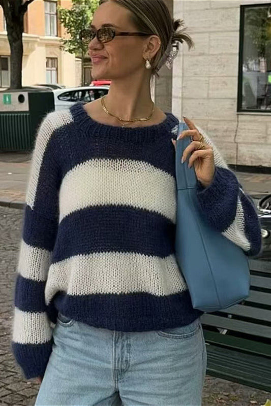 Striped Crewneck Stylish Sweater