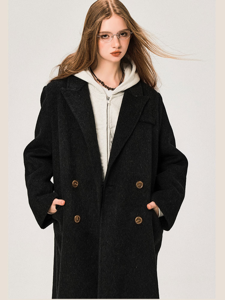 Mid-length Regular Shoulder Wool Coat