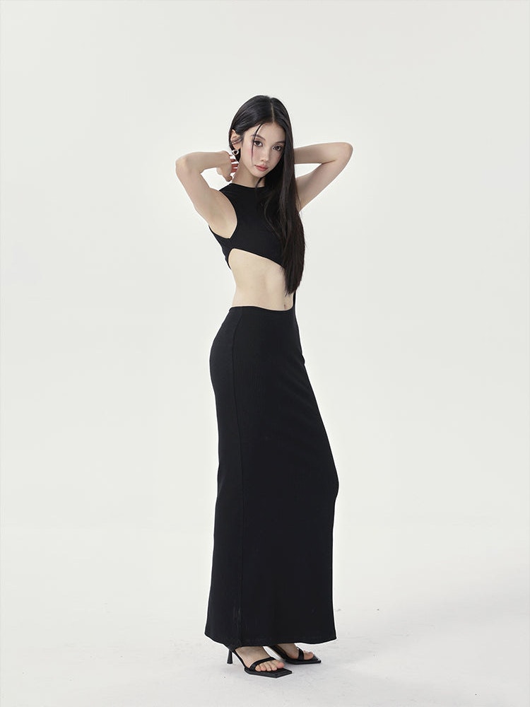 Black Cutout Sleeveless Maxi Dress