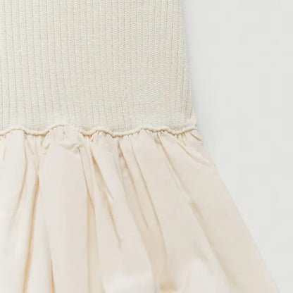 Knit Dress Sleeveless Off Shoulder Splice Folds Mini Dresses Hoilday Slim High Waist Dress Femme New