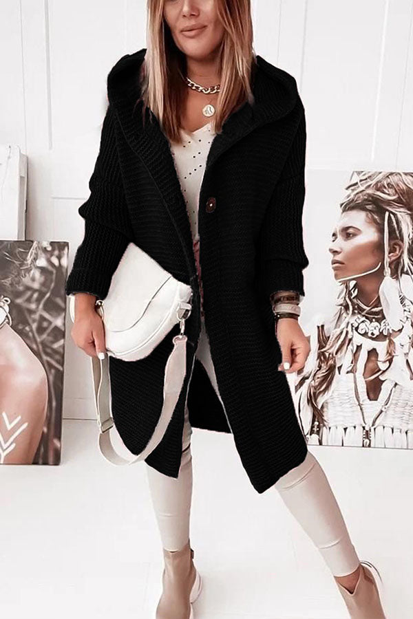Hooded Knitwear Hood Collar Temperament Commuting Loose Cardigan Sweater