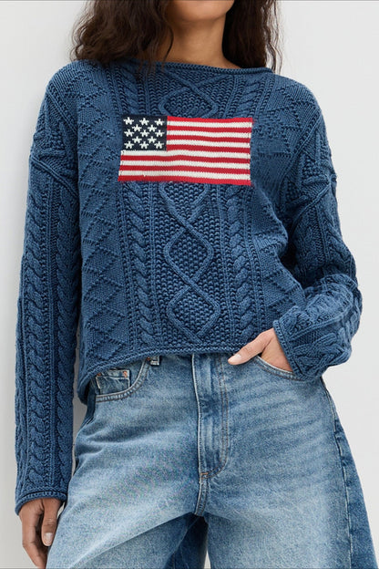 Loose Knit Flag Blouse