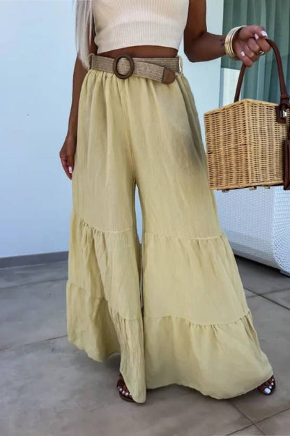 Elastic Pants High Waisted Flared Pants