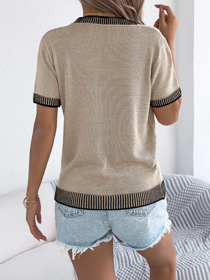 Carolina - Classic Striped Crewneck Knit Blouse
