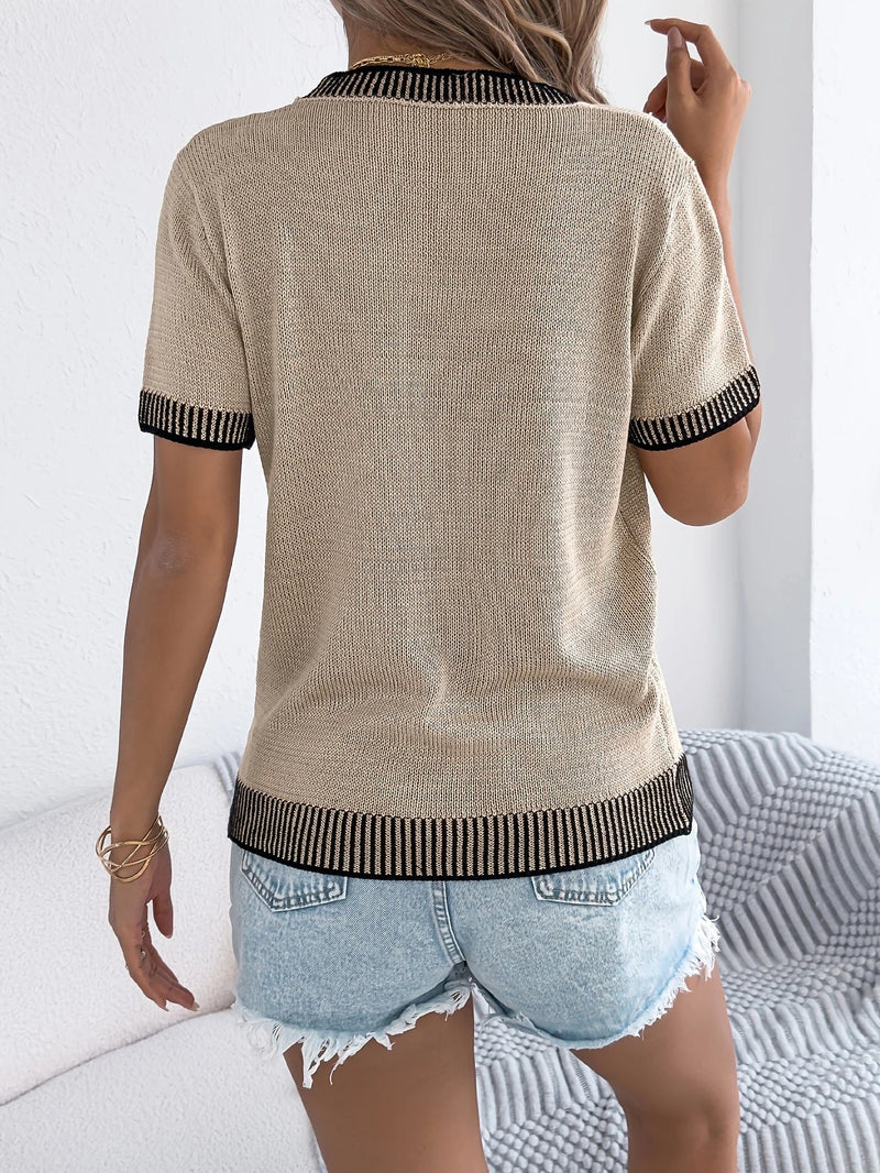 Carolina - Classic Striped Crewneck Knit Blouse