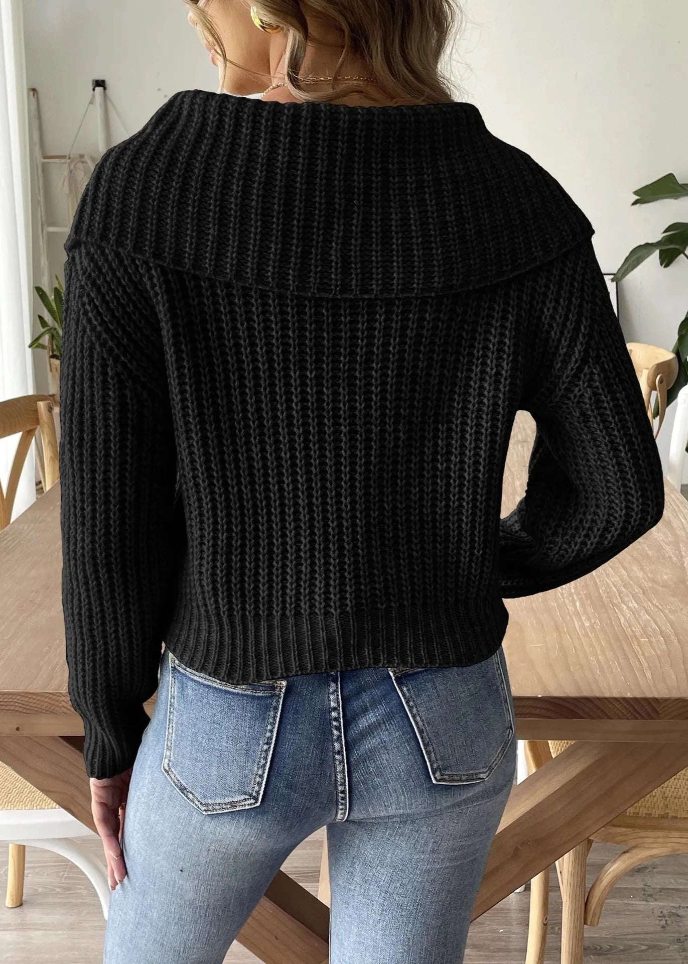 Short Beaded Lapel Sweater - & Stylish