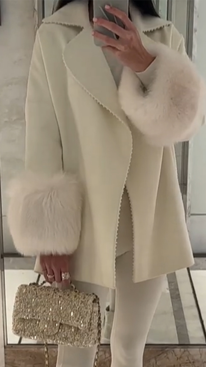 Collar and Cuffs Are Plush Temperament Coat