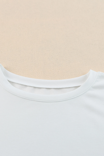 White Color Bubble Sleeve Blouse
