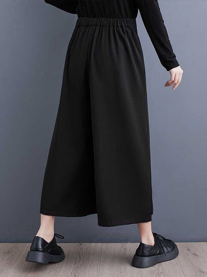 Stylish Black Elasticity High Waisted Asymmetric Tied Patchwork Pleated Ninth Pants Ws015