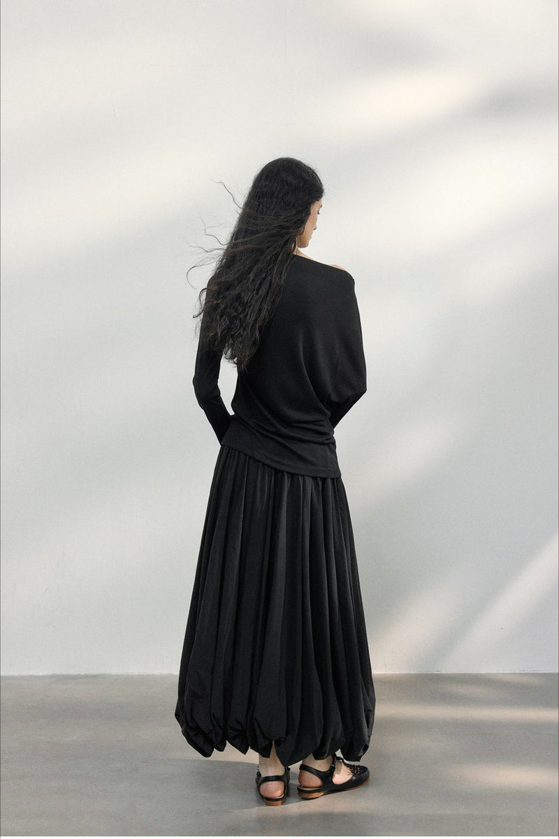 Asymmetrical One-shoulder Fitted Knit Sweater