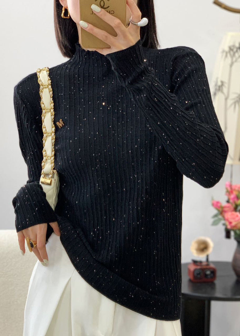 Stylish Red O Neck Sequins Wool Knit Sweater Fall Qc026
