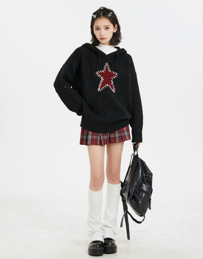 Oversized Star Patch Knit Sweater