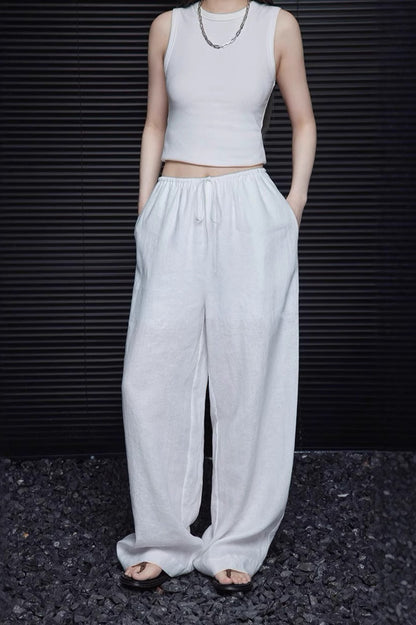 Cotton Linen Wide Leg Pant