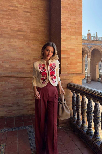 Embroidered Blazer Coat