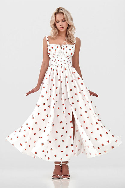 Cami Tie High Waist Slit Midi Dress