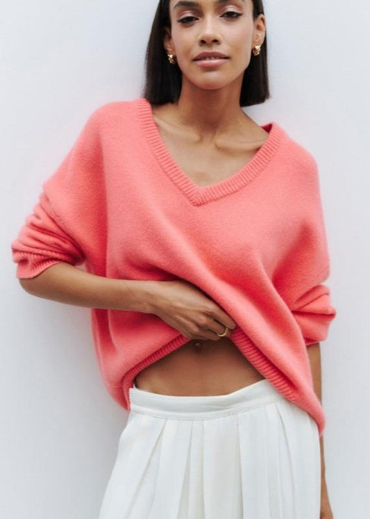 Cozy V-neck Loose Knit Sweater