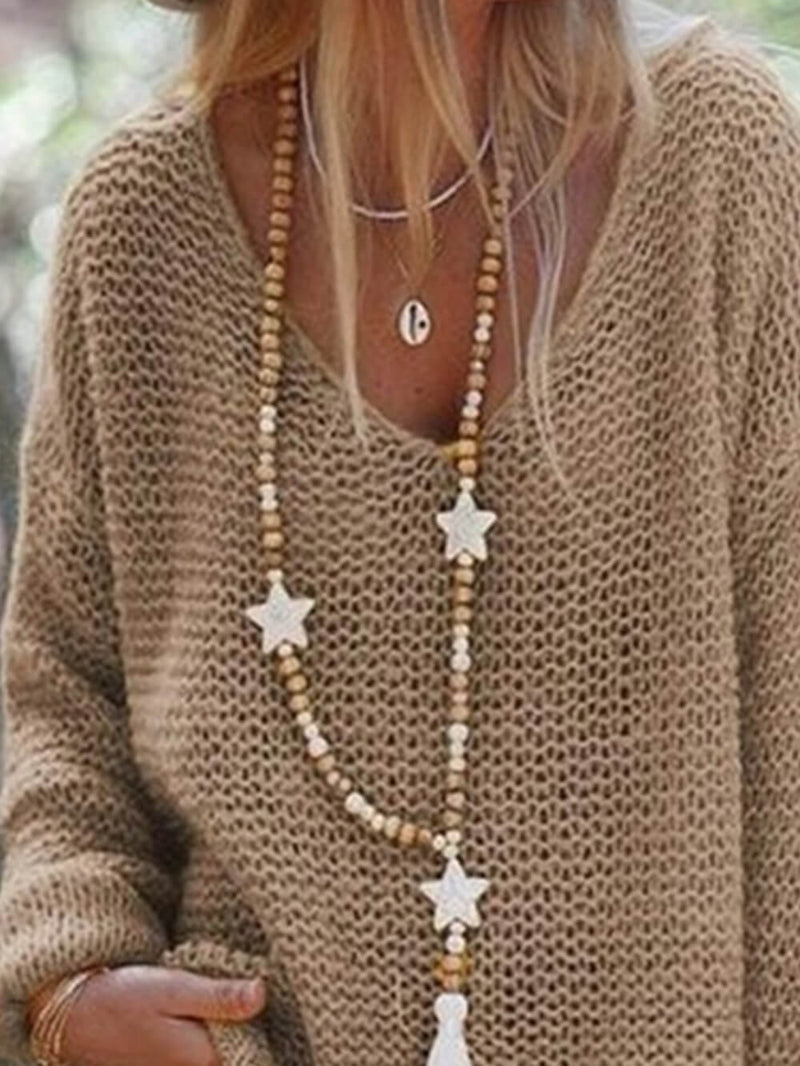 V-neck Long-sleeved Sweater